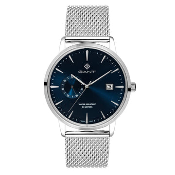 Ρολόι Gant East Hill G165004 με ασημί ατσάλινο μπρασελέ και μπλε καντράν διαμέτρου 43mm.